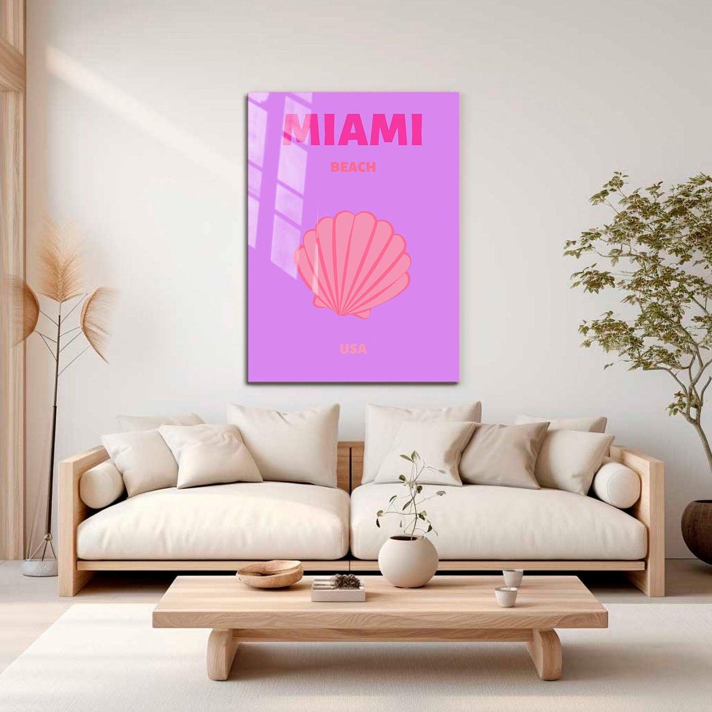 Wes Co Gallery Metal Poster Miami Beach Pink USA Colorful Travel 16" x 24" Home Goods - Travel Illustrations Edge to edge Metal Art Print