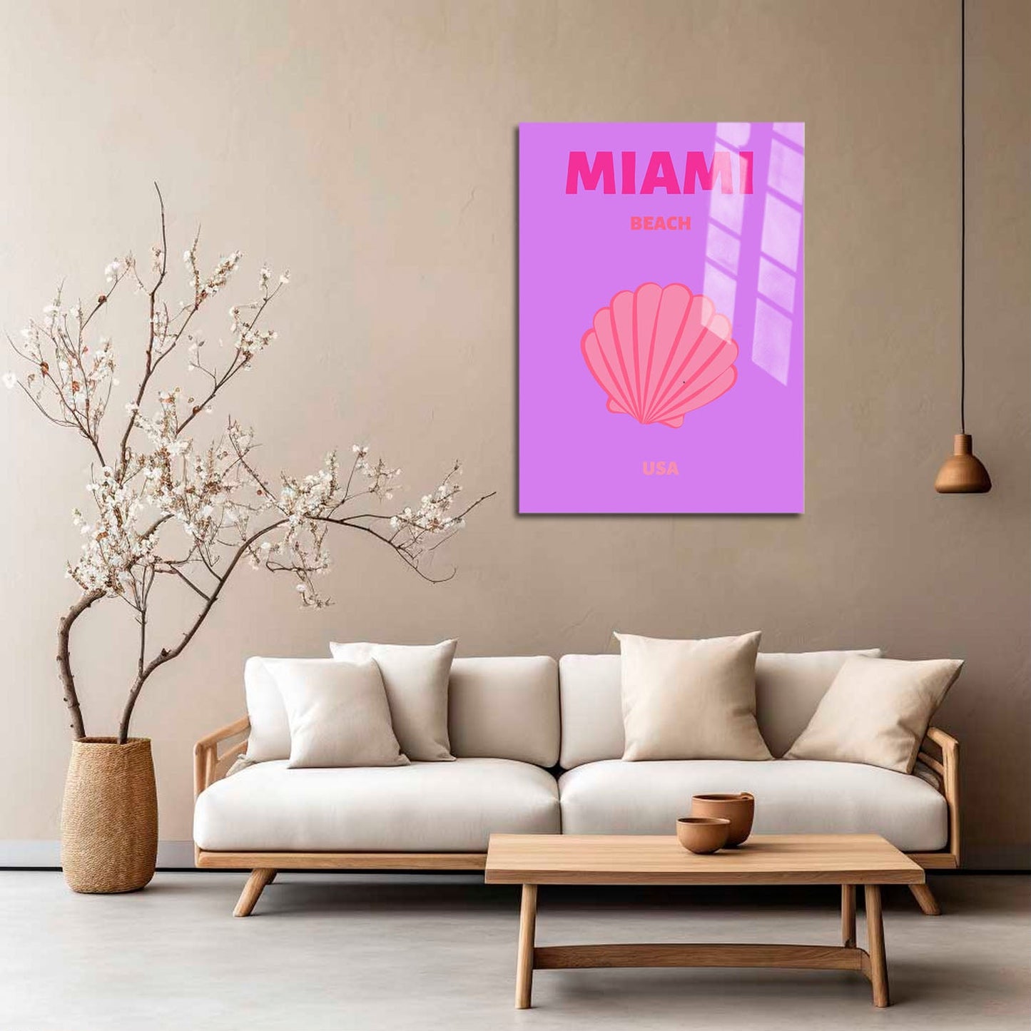 Wes Co Gallery Metal Poster Miami Beach Pink USA Colorful Travel 5" x 7" Home Goods - Travel Illustrations Edge to edge Metal Art Print