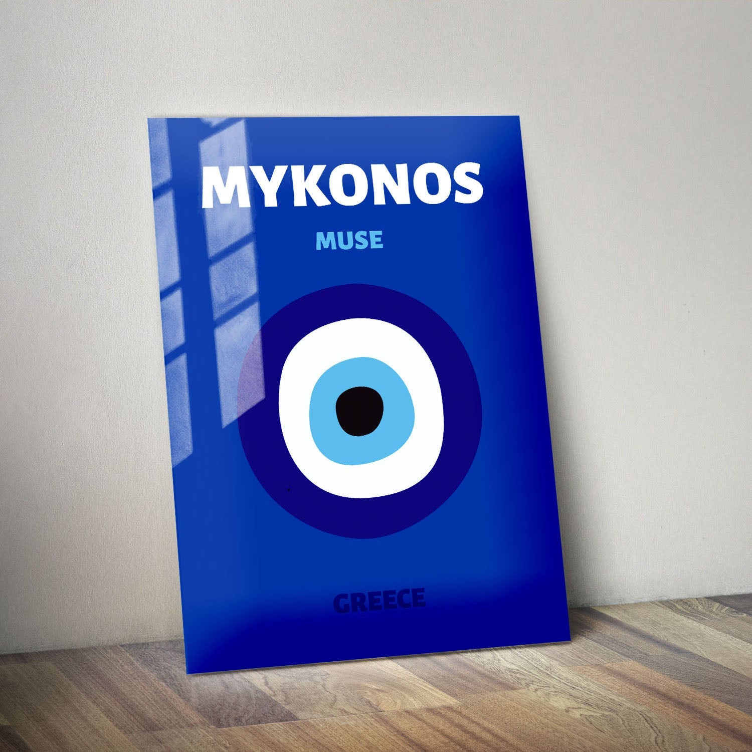 Wes Co Gallery Metal Poster Mykonos Muse Greece Colorful Travel 11" x 14" Home Goods - Travel Illustrations Edge to edge Metal Art Print