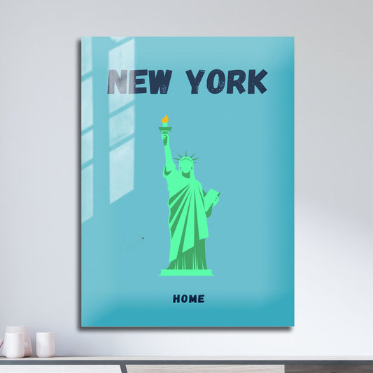 Wes Co Gallery Metal Poster New York Colorful Travel 11" x 17" Home Goods - Travel Illustrations Edge to edge Metal Art Print