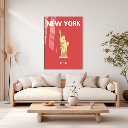 Wes Co Gallery Metal Poster New York USA Colorful Travel 16" x 24" Home Goods - Travel Illustrations Edge to edge Metal Art Print