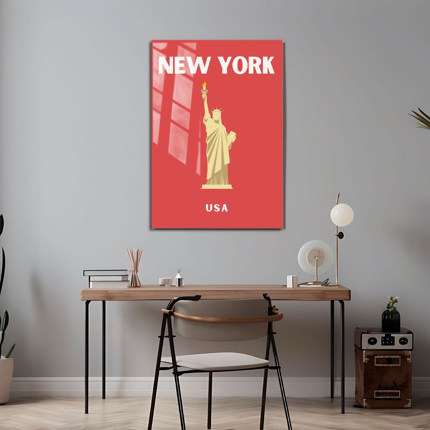 Wes Co Gallery Metal Poster New York USA Colorful Travel 24" x 36" Home Goods - Travel Illustrations Edge to edge Metal Art Print