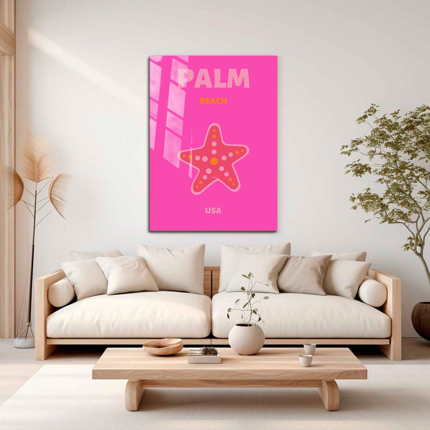 Wes Co Gallery Metal Poster Palm Beach Starfish USA Colorful Travel 16" x 24" Home Goods - Travel Illustrations Edge to edge Metal Art Print