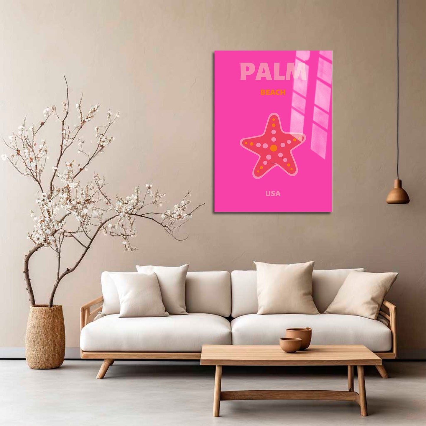 Wes Co Gallery Metal Poster Palm Beach Starfish USA Colorful Travel 5" x 7" Home Goods - Travel Illustrations Edge to edge Metal Art Print