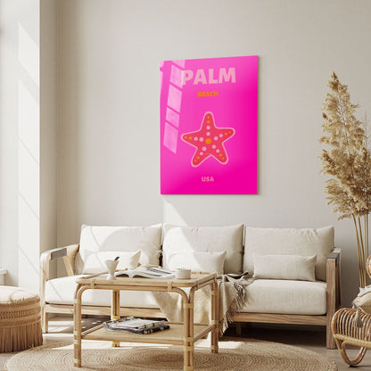 Wes Co Gallery Metal Poster Palm Beach Starfish USA Colorful Travel 5" x 7" Home Goods - Travel Illustrations Edge to edge Metal Art Print