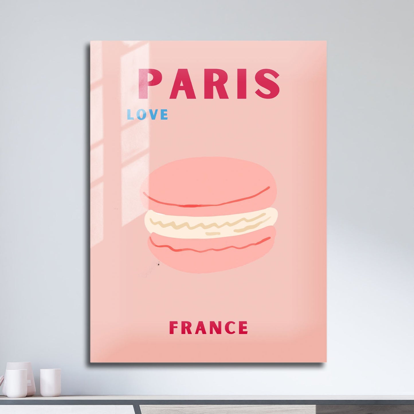 Wes Co Gallery Metal Poster Paris Pink France Colorful Travel 11" x 17" Home Goods - Travel Illustrations Edge to edge Metal Art Print