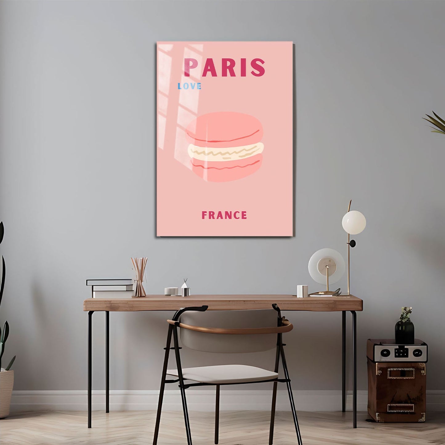 Wes Co Gallery Metal Poster Paris Pink France Colorful Travel 24" x 36" Home Goods - Travel Illustrations Edge to edge Metal Art Print