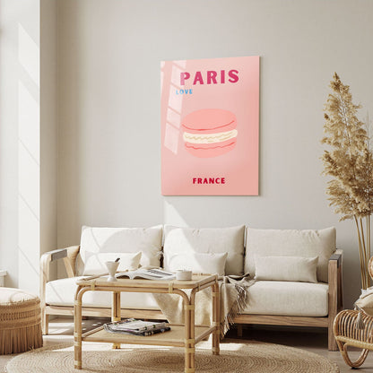 Wes Co Gallery Metal Poster Paris Pink France Colorful Travel 5" x 7" Home Goods - Travel Illustrations Edge to edge Metal Art Print