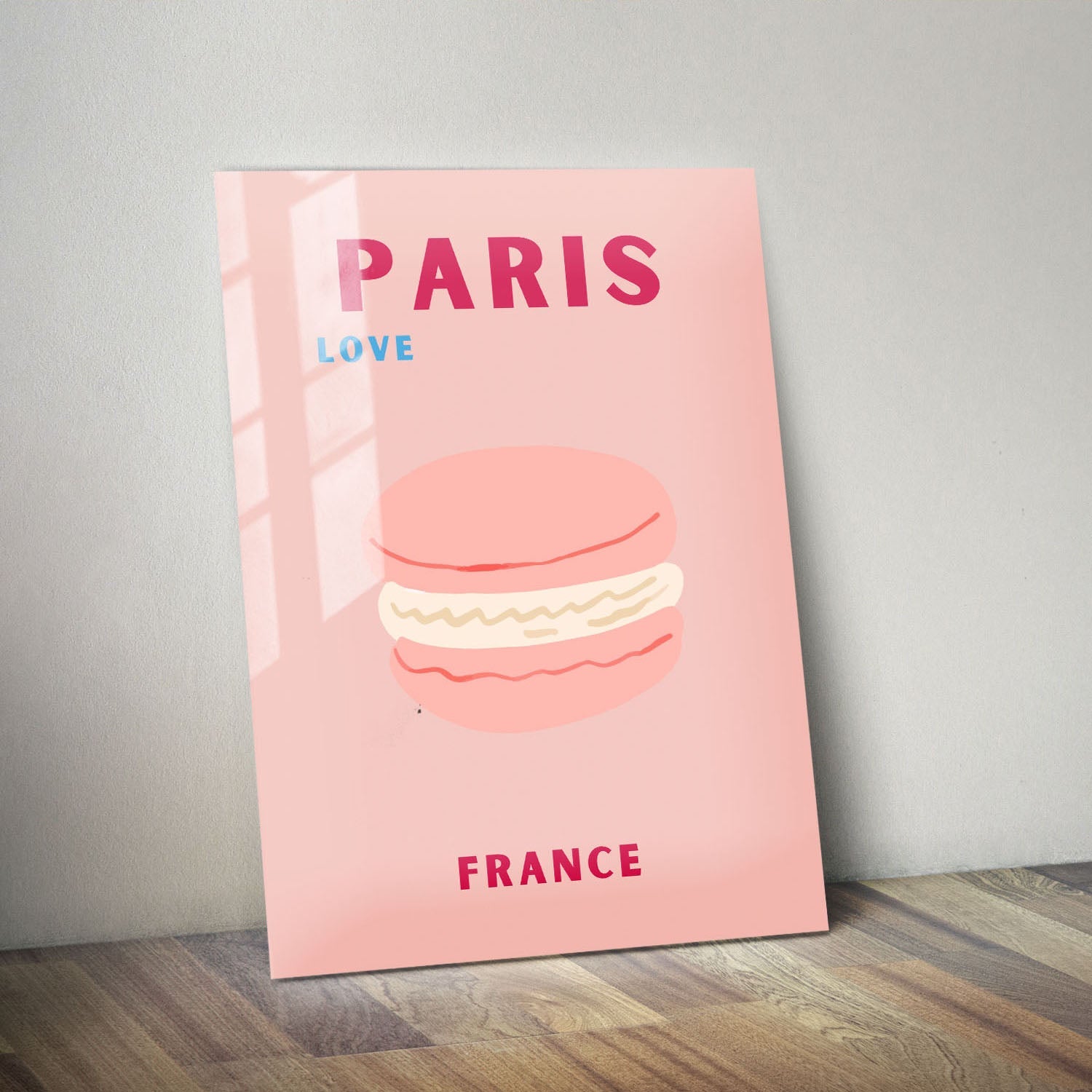 Wes Co Gallery Metal Poster Paris Pink France Colorful Travel 11" x 14" Home Goods - Travel Illustrations Edge to edge Metal Art Print