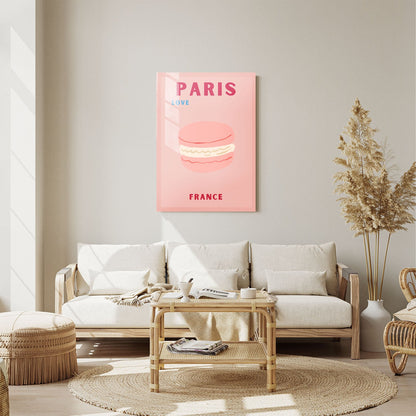 Wes Co Gallery Metal Poster Paris Pink France Colorful Travel 11" x 14" Home Goods - Travel Illustrations Edge to edge Metal Art Print