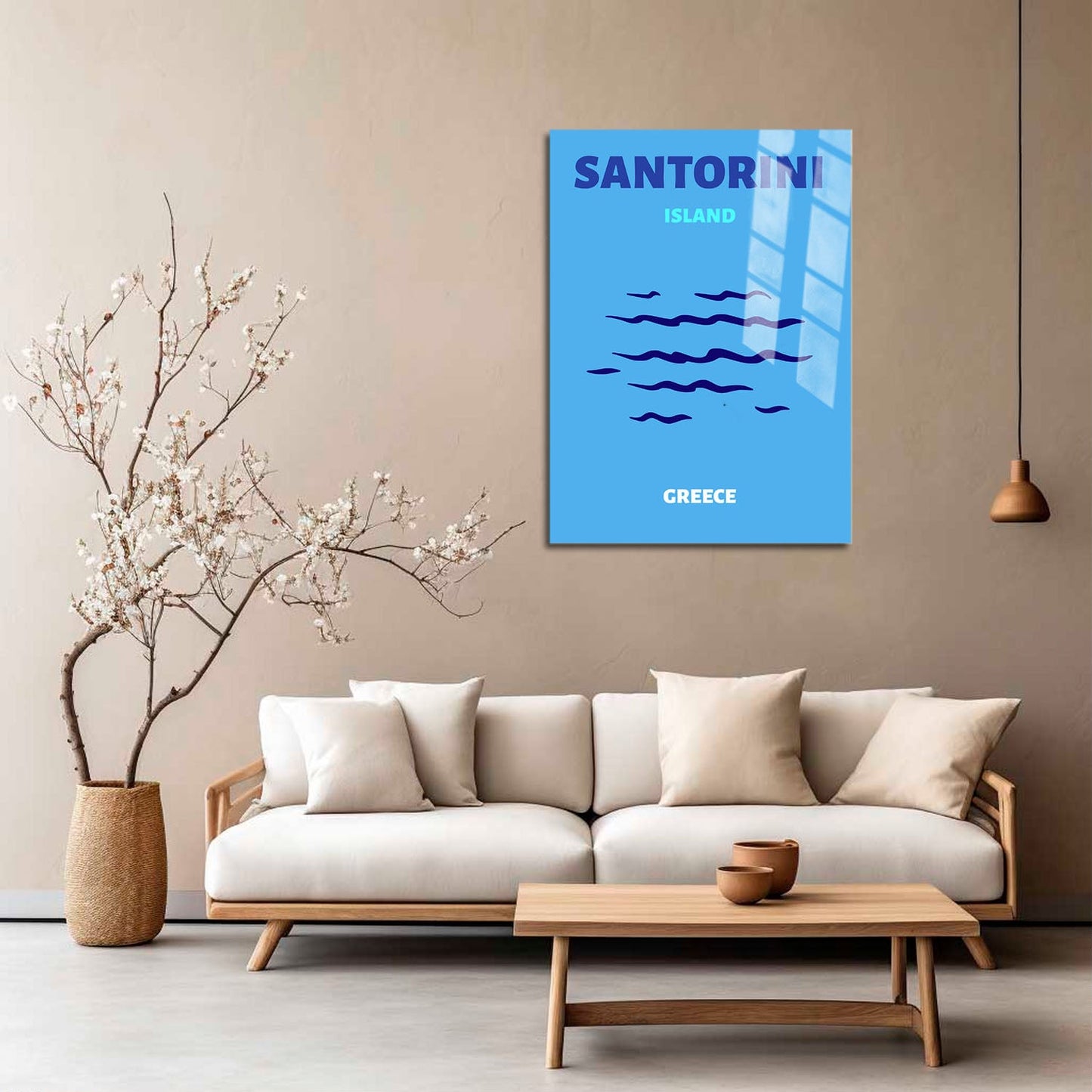 Wes Co Gallery Metal Poster Santorini Blue Greece Colorful Travel 5" x 7" Home Goods - Travel Illustrations Edge to edge Metal Art Print