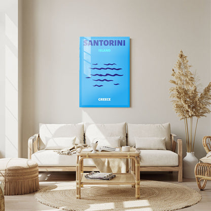 Wes Co Gallery Metal Poster Santorini Blue Greece Colorful Travel 11" x 14" Home Goods - Travel Illustrations Edge to edge Metal Art Print