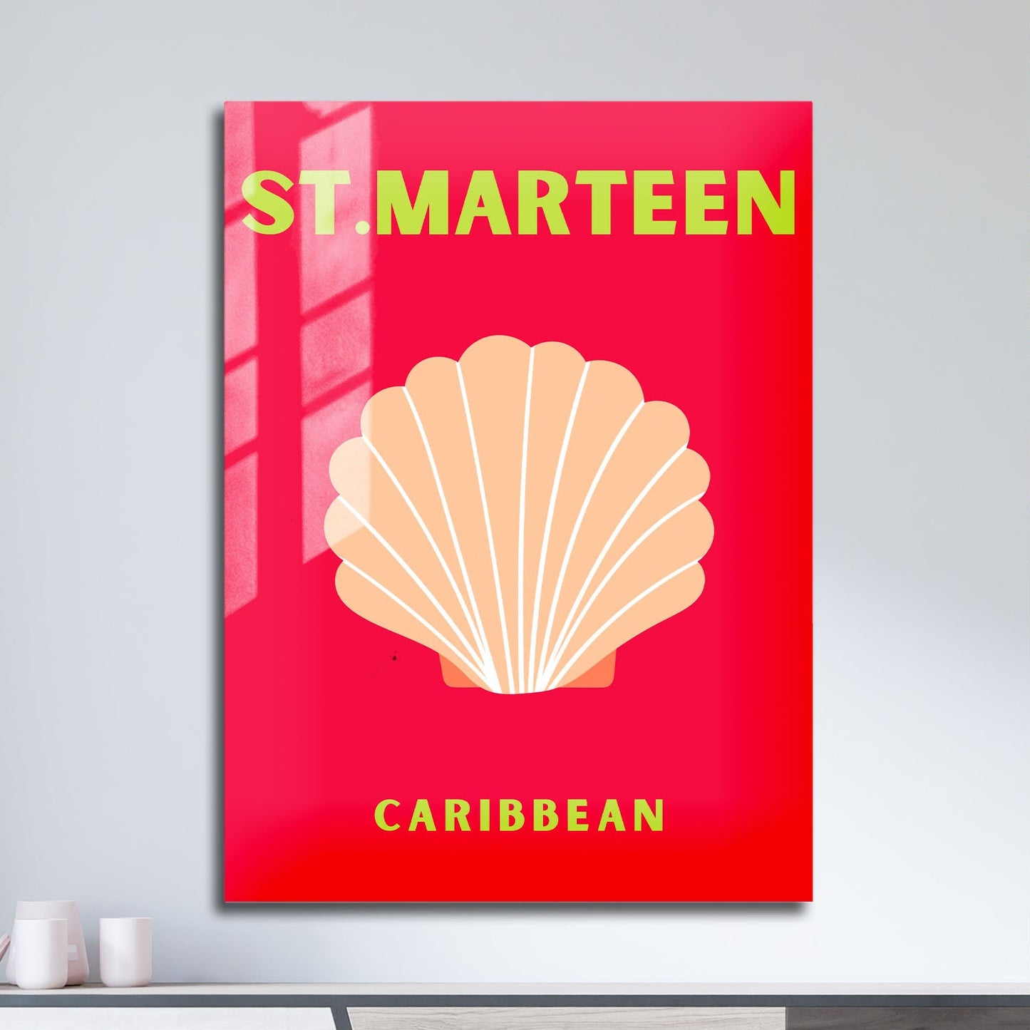 Wes Co Gallery Metal Poster St Marteen Caribbean Colorful Travel 11" x 17" Home Goods - Travel Illustrations Edge to edge Metal Art Print