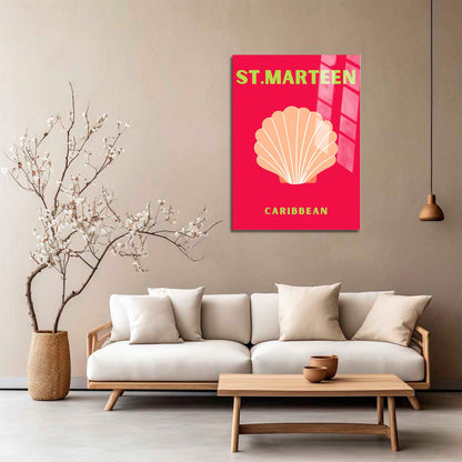 Wes Co Gallery Metal Poster St Marteen Caribbean Colorful Travel 5" x 7" Home Goods - Travel Illustrations Edge to edge Metal Art Print