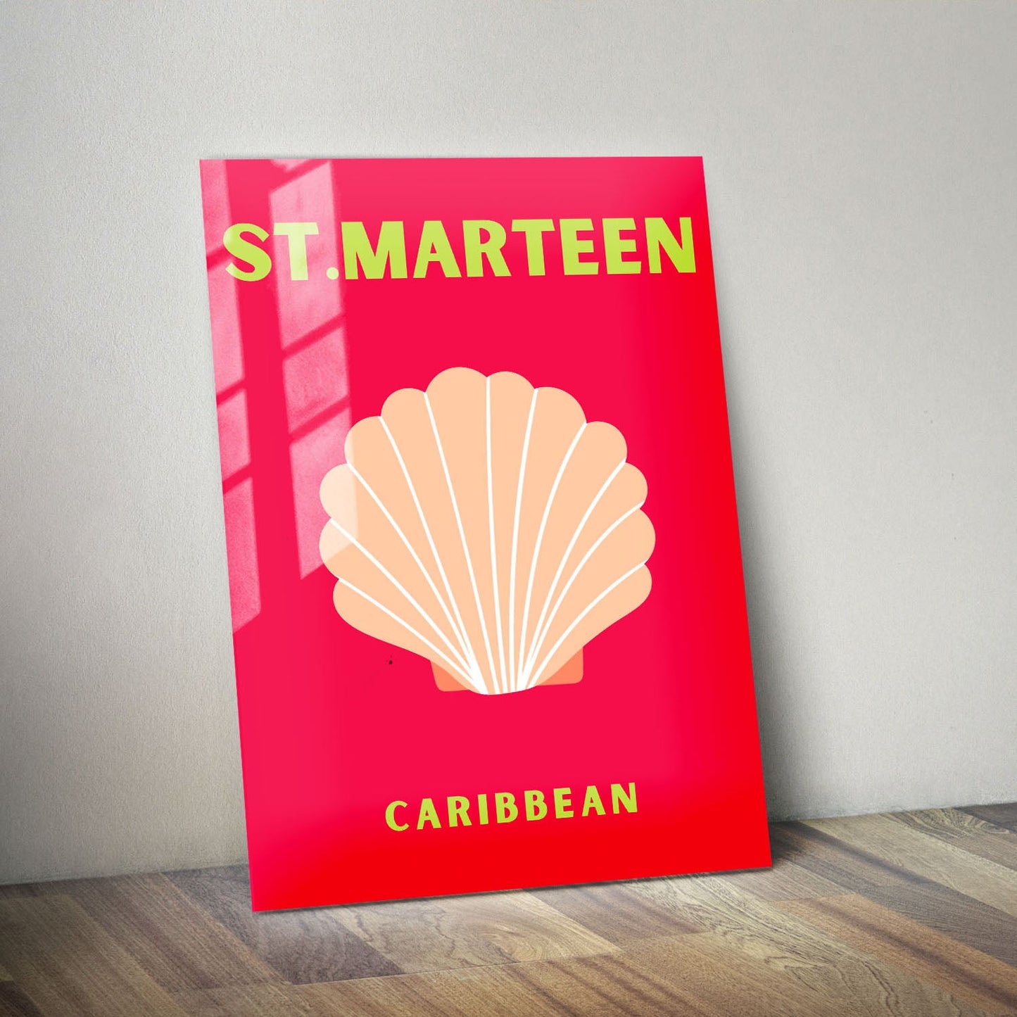 Wes Co Gallery Metal Poster St Marteen Caribbean Colorful Travel 11" x 14" Home Goods - Travel Illustrations Edge to edge Metal Art Print