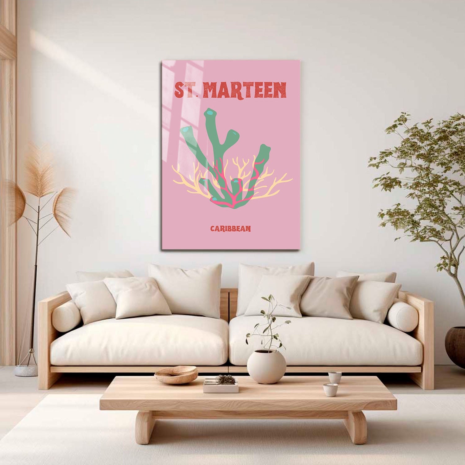 Wes Co Gallery Metal Poster St Marteen Coral Caribbean Colorful Travel 16" x 24" Home Goods - Travel Illustrations Edge to edge Metal Art Print