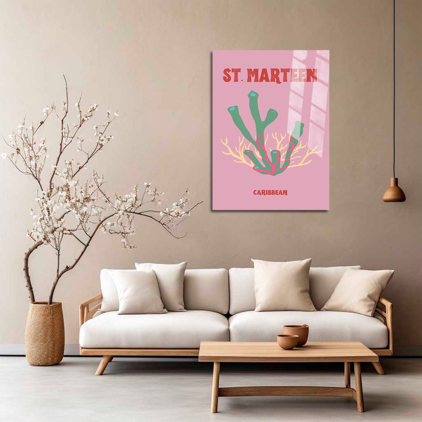 Wes Co Gallery Metal Poster St Marteen Coral Caribbean Colorful Travel 5" x 7" Home Goods - Travel Illustrations Edge to edge Metal Art Print