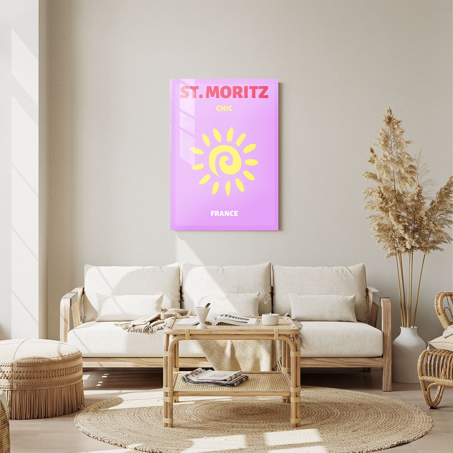 Wes Co Gallery Metal Poster St Moritz France Colorful Travel 11" x 14" Home Goods - Travel Illustrations Edge to edge Metal Art Print