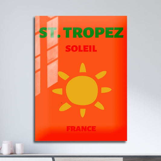 Wes Co Gallery Metal Poster St Tropez Framce Colorful Travel 11" x 17" Home Goods - Travel Illustrations Edge to edge Metal Art Print