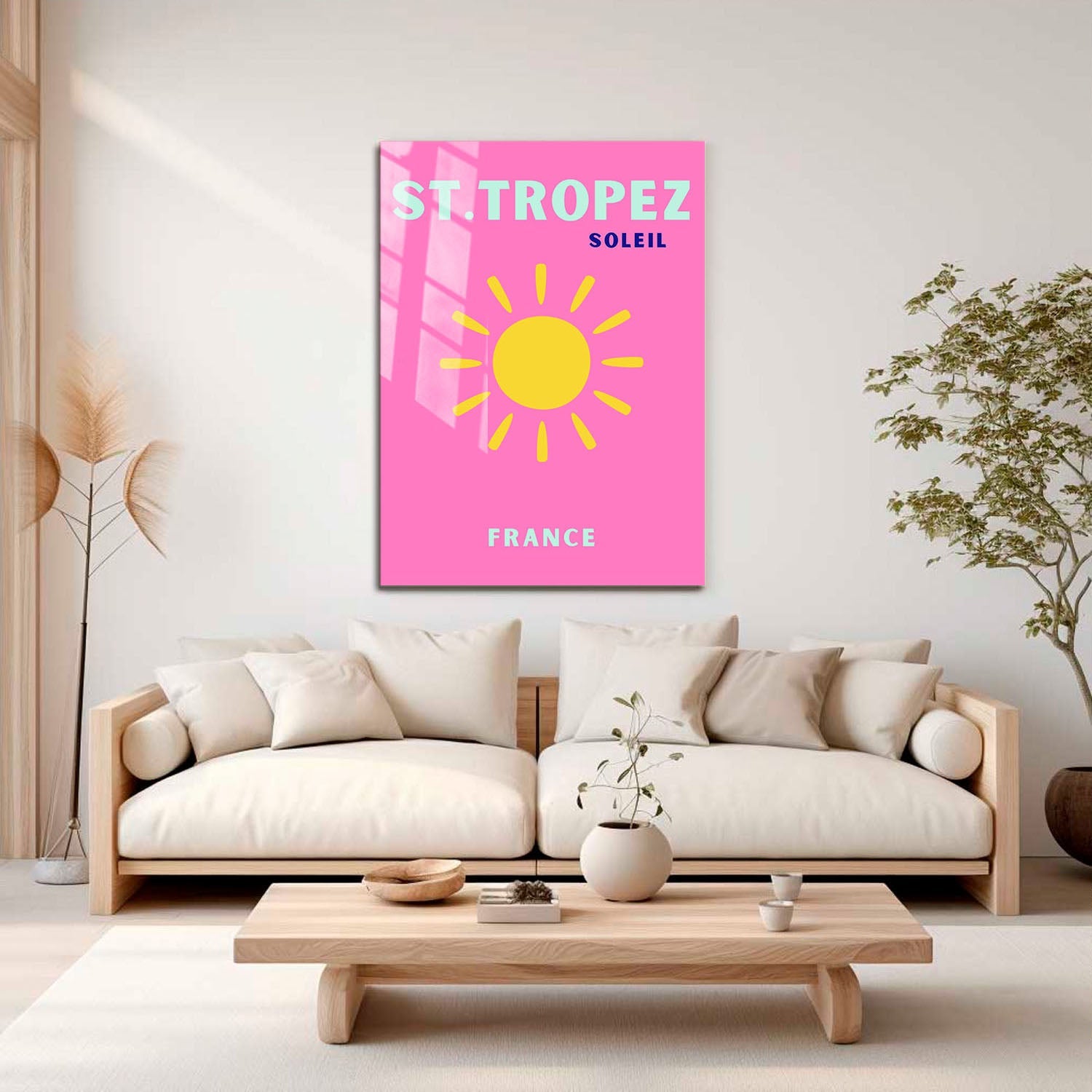 Wes Co Gallery Metal Poster St Tropez Pink France Colorful Travel 16" x 24" Home Goods - Travel Illustrations Edge to edge Metal Art Print