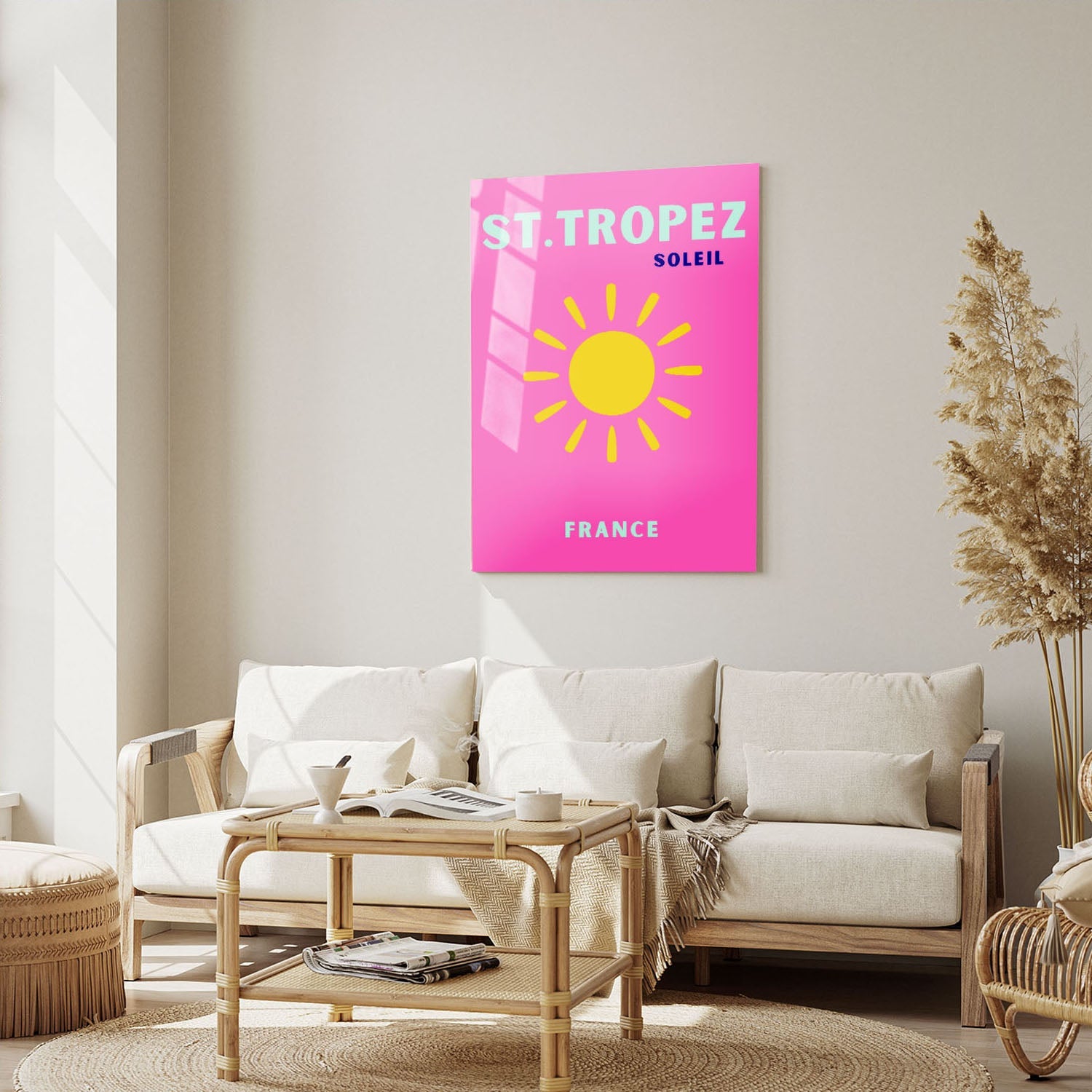 Wes Co Gallery Metal Poster St Tropez Pink France Colorful Travel 5" x 7" Home Goods - Travel Illustrations Edge to edge Metal Art Print