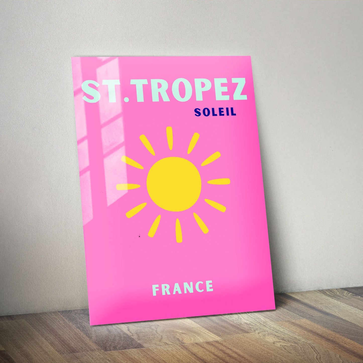 Wes Co Gallery Metal Poster St Tropez Pink France Colorful Travel 11" x 14" Home Goods - Travel Illustrations Edge to edge Metal Art Print