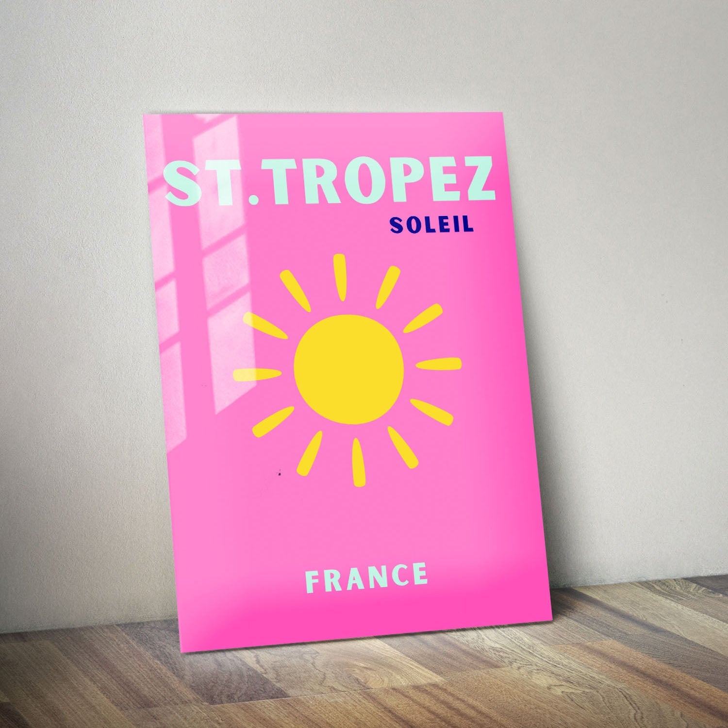 Wes Co Gallery Metal Poster St Tropez Pink France Colorful Travel 11" x 14" Home Goods - Travel Illustrations Edge to edge Metal Art Print