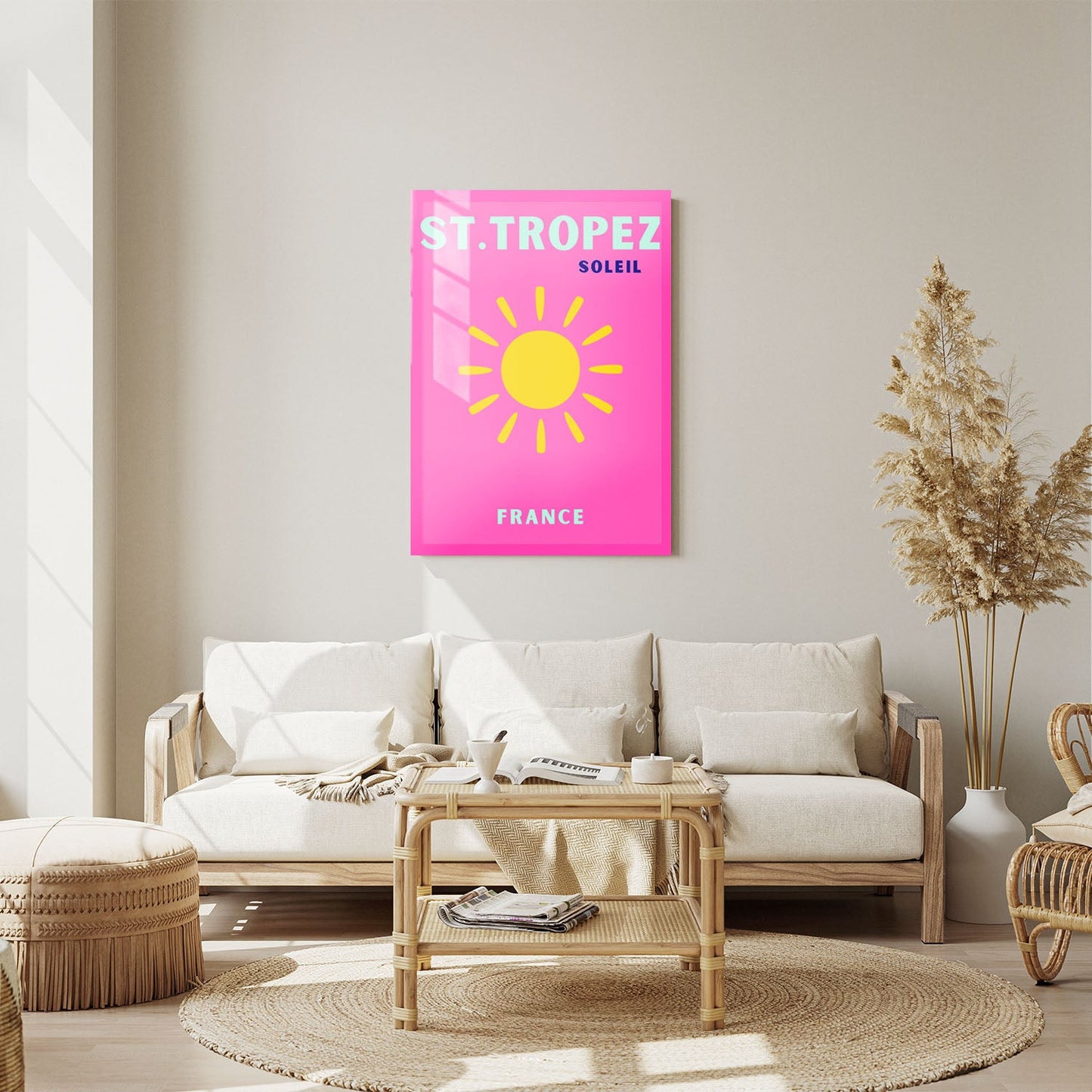 Wes Co Gallery Metal Poster St Tropez Pink France Colorful Travel 11" x 14" Home Goods - Travel Illustrations Edge to edge Metal Art Print