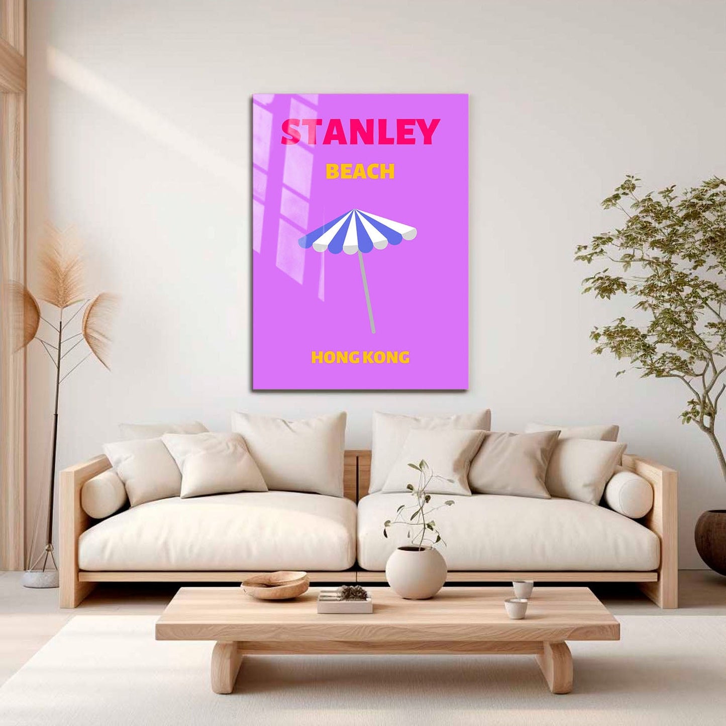 Wes Co Gallery Metal Poster Stanely Beach Hong Kong Colorful Travel 16" x 24" Home Goods - Travel Illustrations Edge to edge Metal Art Print