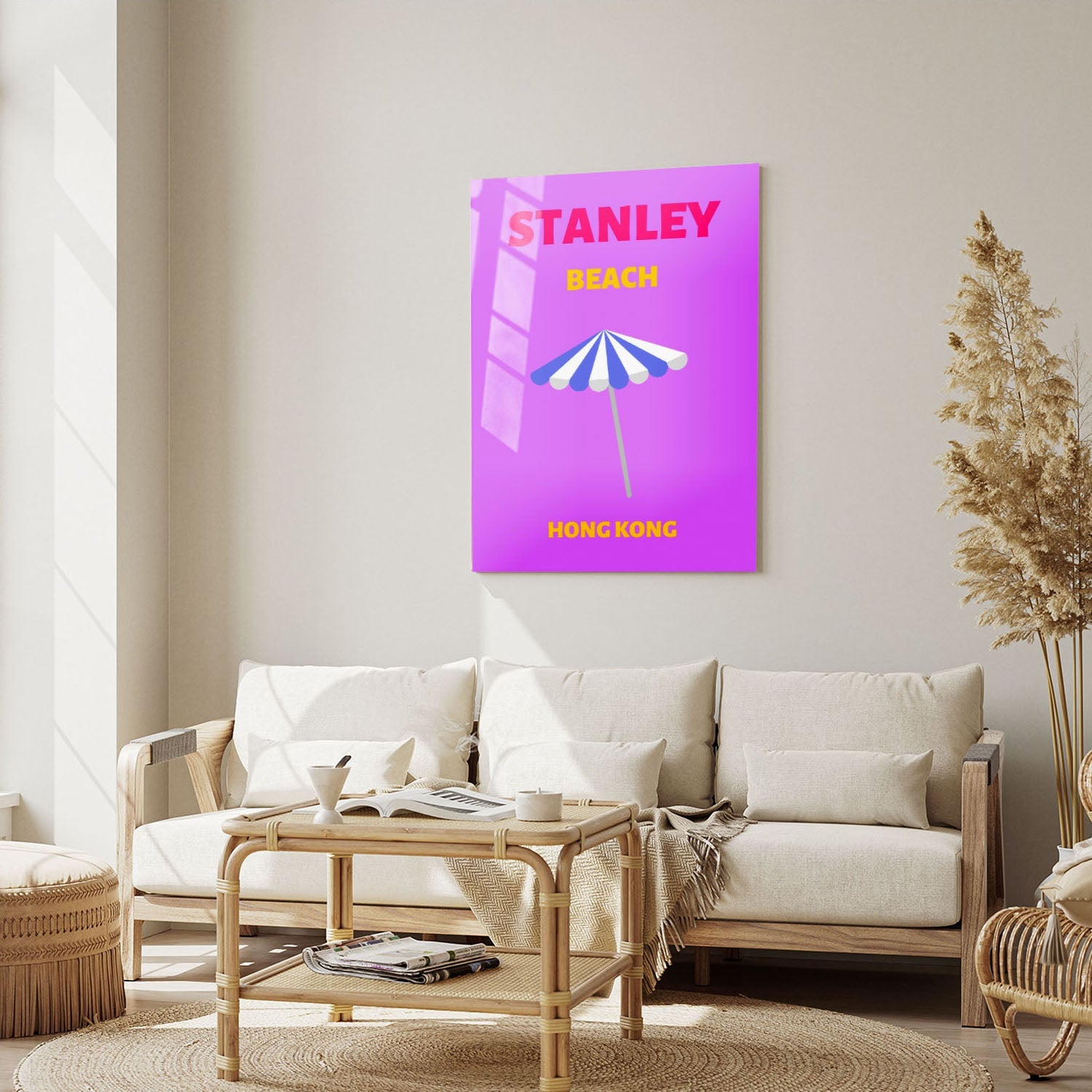 Wes Co Gallery Metal Poster Stanely Beach Hong Kong Colorful Travel 5" x 7" Home Goods - Travel Illustrations Edge to edge Metal Art Print