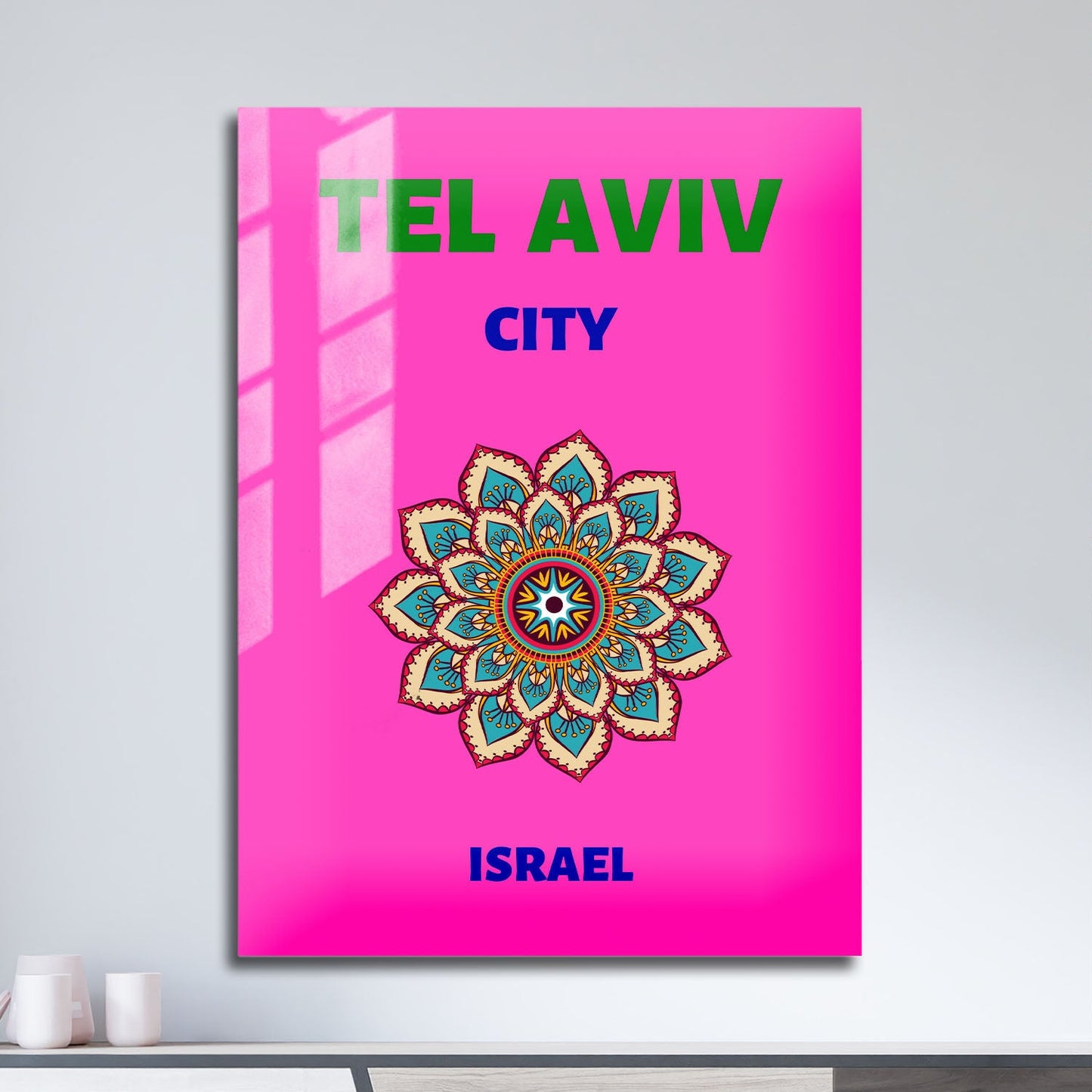 Wes Co Gallery Metal Poster Tel Aviv City Israel Colorful Travel 11" x 17" Home Goods - Travel Illustrations Edge to edge Metal Art Print