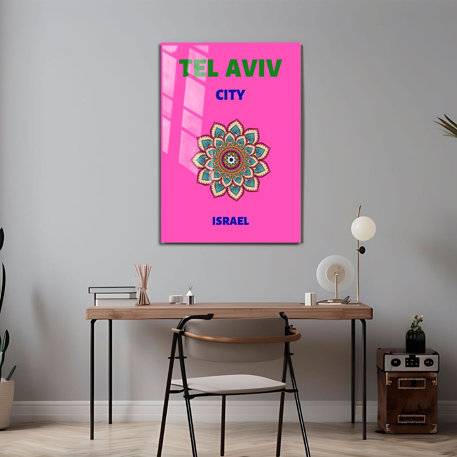 Wes Co Gallery Metal Poster Tel Aviv City Israel Colorful Travel 24" x 36" Home Goods - Travel Illustrations Edge to edge Metal Art Print