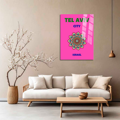 Wes Co Gallery Metal Poster Tel Aviv City Israel Colorful Travel 5" x 7" Home Goods - Travel Illustrations Edge to edge Metal Art Print