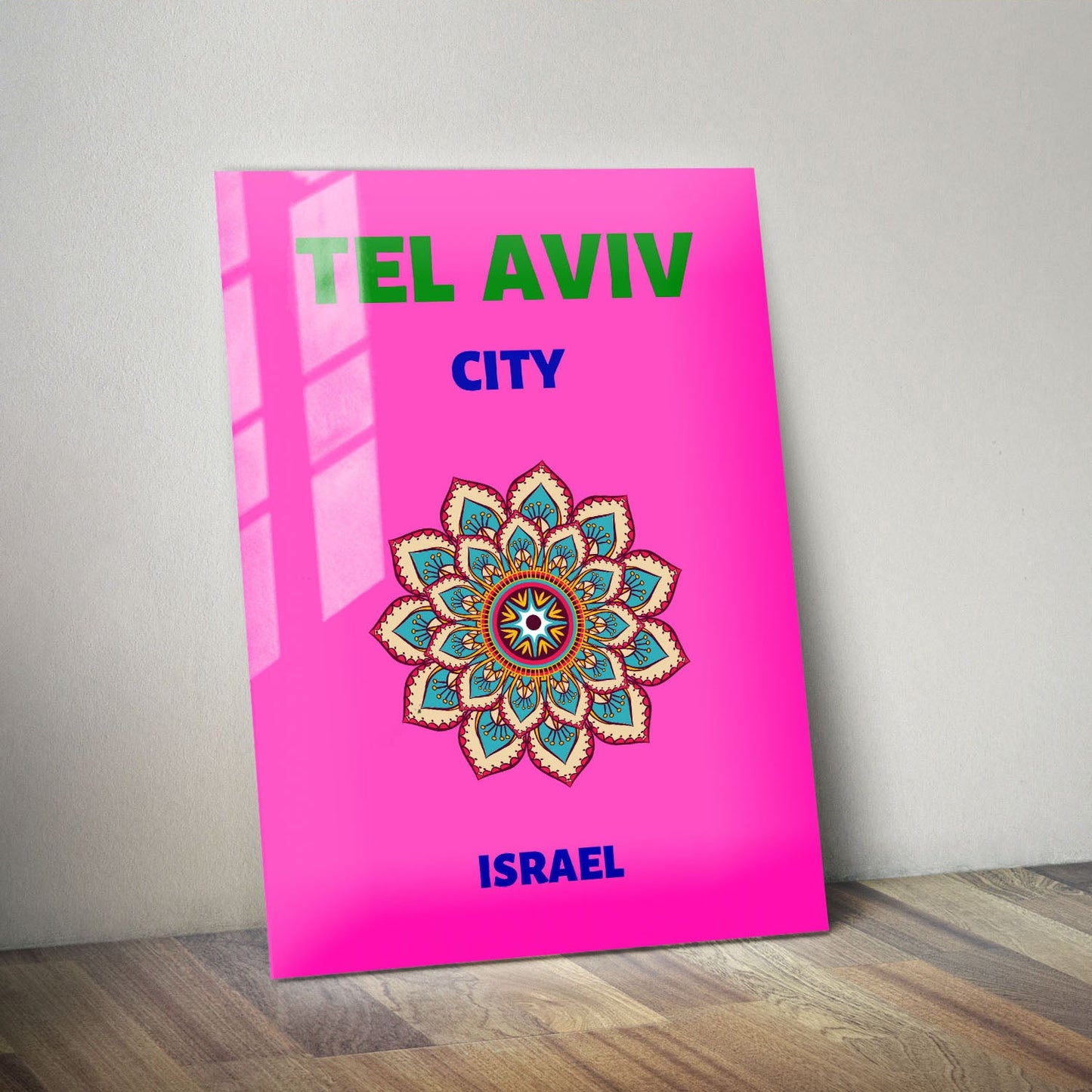 Wes Co Gallery Metal Poster Tel Aviv City Israel Colorful Travel 11" x 14" Home Goods - Travel Illustrations Edge to edge Metal Art Print