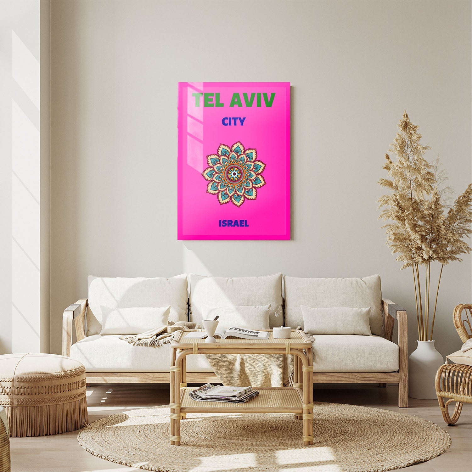 Wes Co Gallery Metal Poster Tel Aviv City Israel Colorful Travel 11" x 14" Home Goods - Travel Illustrations Edge to edge Metal Art Print