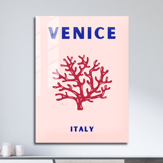 Wes Co Gallery Metal Poster Venice Pink Italy Colorful Travel 11" x 17" Home Goods - Travel Illustrations Edge to edge Metal Art Print