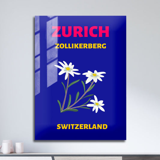 Wes Co Gallery Metal Poster Zurich Switzterland Colorful Travel 11" x 17" Home Goods - Travel Illustrations Edge to edge Metal Art Print