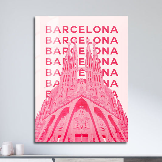 Wes Co Gallery Metal Poster Barcelona City Colorful Travel 11" x 17" Home Goods - Travel Illustrations Edge to edge Metal Art Print