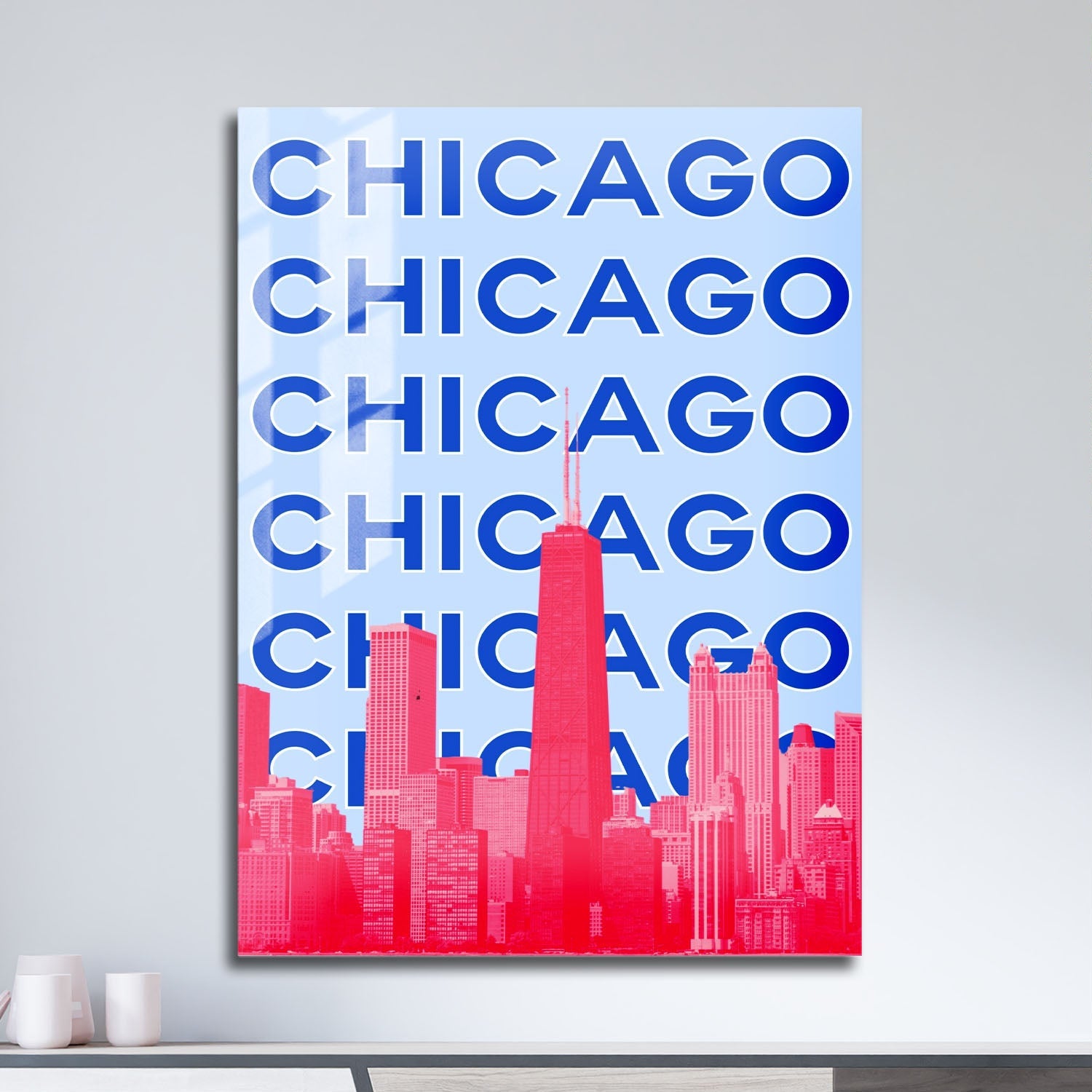 Wes Co Gallery Metal Poster Chicago City Colorful Travel 11" x 17" Home Goods - Travel Illustrations Edge to edge Metal Art Print