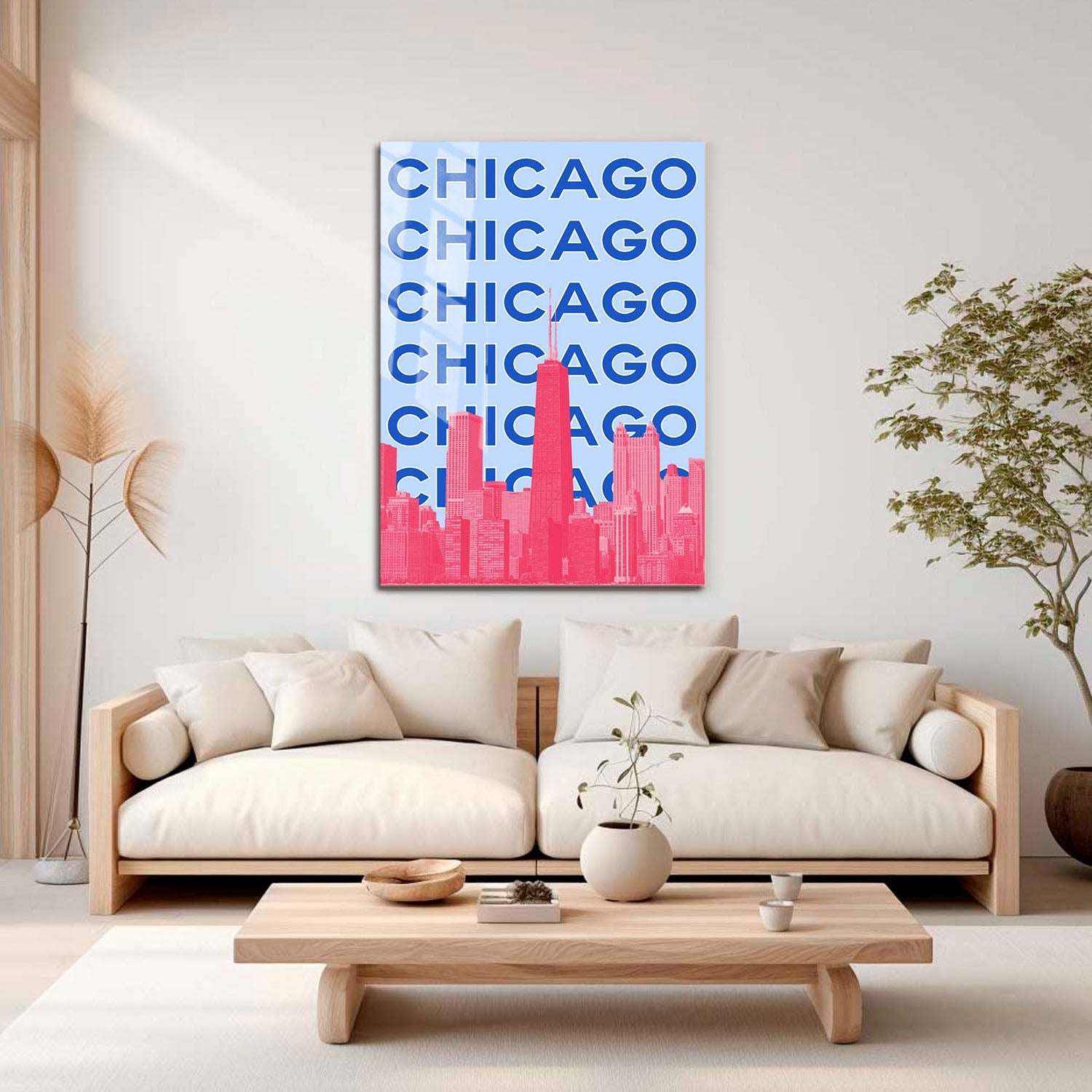 Wes Co Gallery Metal Poster Chicago City Colorful Travel 16" x 24" Home Goods - Travel Illustrations Edge to edge Metal Art Print