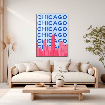 Wes Co Gallery Metal Poster Chicago City Colorful Travel 16" x 24" Home Goods - Travel Illustrations Edge to edge Metal Art Print