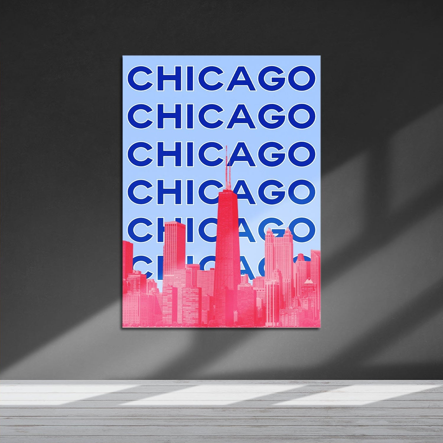 Wes Co Gallery Metal Poster Chicago City Colorful Travel 16" x 24" Home Goods - Travel Illustrations Edge to edge Metal Art Print