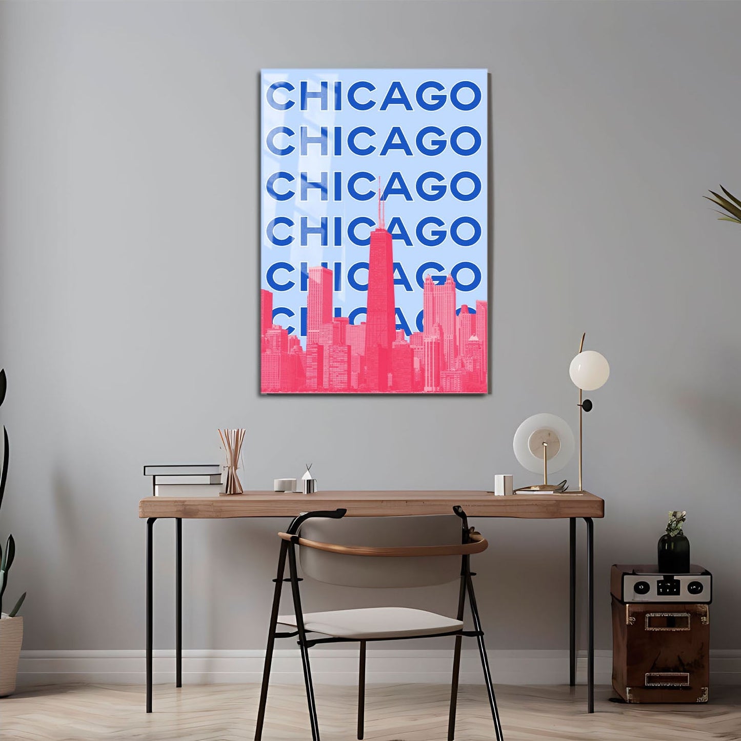 Wes Co Gallery Metal Poster Chicago City Colorful Travel 24" x 36" Home Goods - Travel Illustrations Edge to edge Metal Art Print