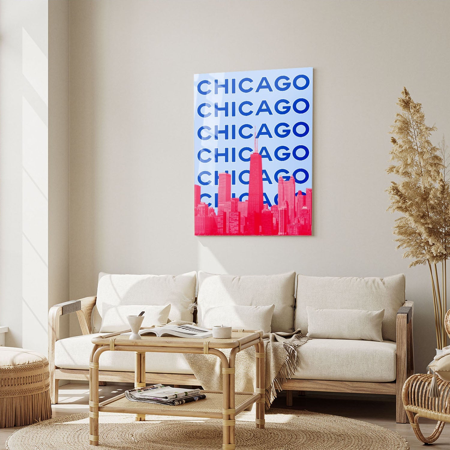 Wes Co Gallery Metal Poster Chicago City Colorful Travel 5" x 7" Home Goods - Travel Illustrations Edge to edge Metal Art Print