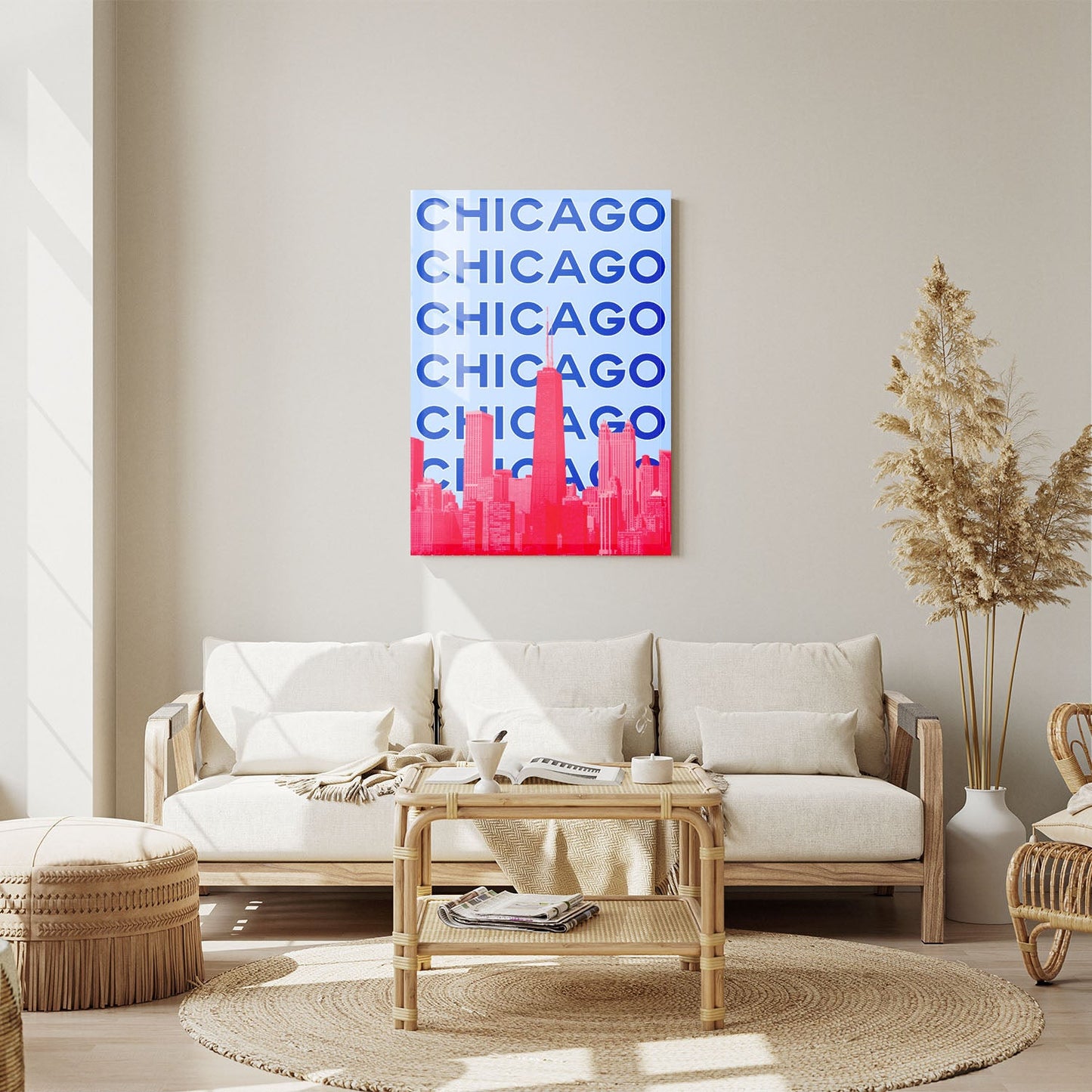 Wes Co Gallery Metal Poster Chicago City Colorful Travel 11" x 14" Home Goods - Travel Illustrations Edge to edge Metal Art Print