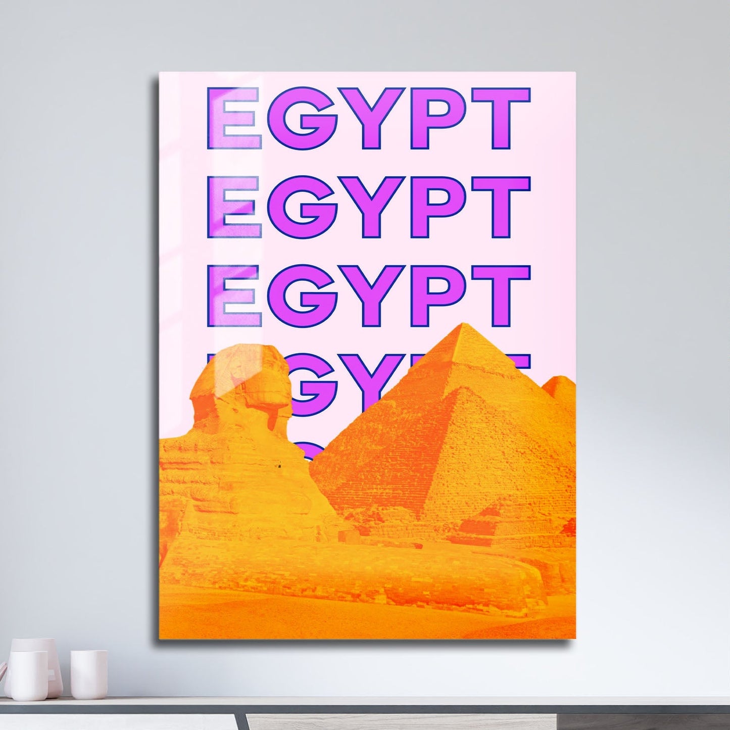 Wes Co Gallery Metal Poster Egypt City Colorful Travel 11" x 17" Home Goods - Travel Illustrations Edge to edge Metal Art Print