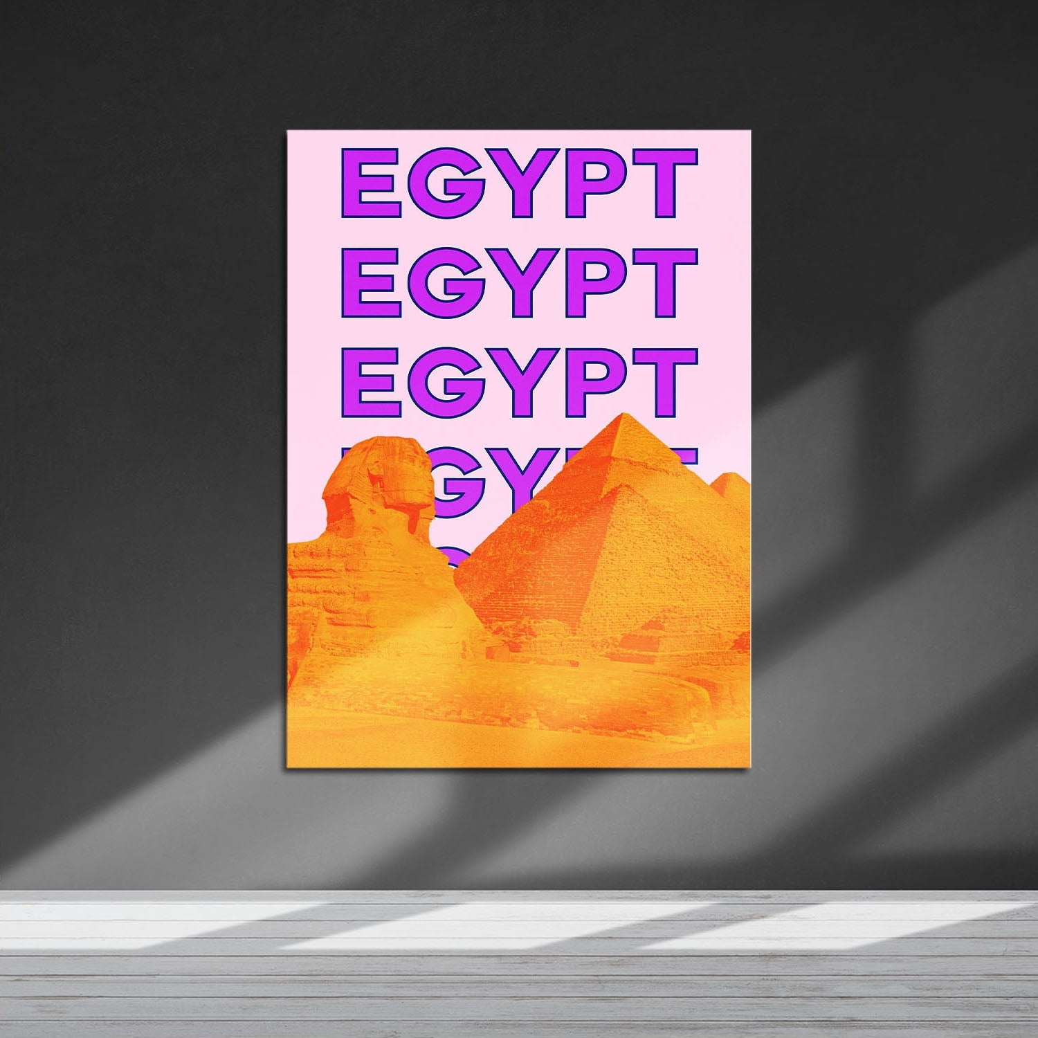 Wes Co Gallery Metal Poster Egypt City Colorful Travel 16" x 24" Home Goods - Travel Illustrations Edge to edge Metal Art Print