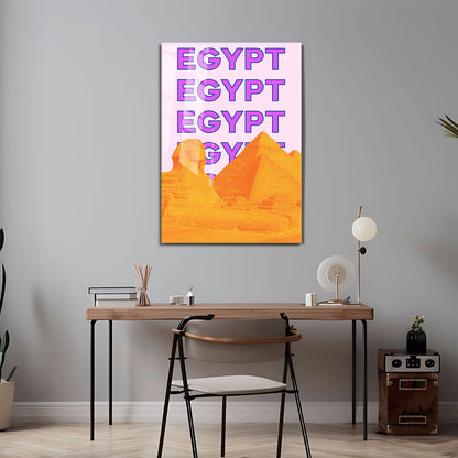 Wes Co Gallery Metal Poster Egypt City Colorful Travel 24" x 36" Home Goods - Travel Illustrations Edge to edge Metal Art Print