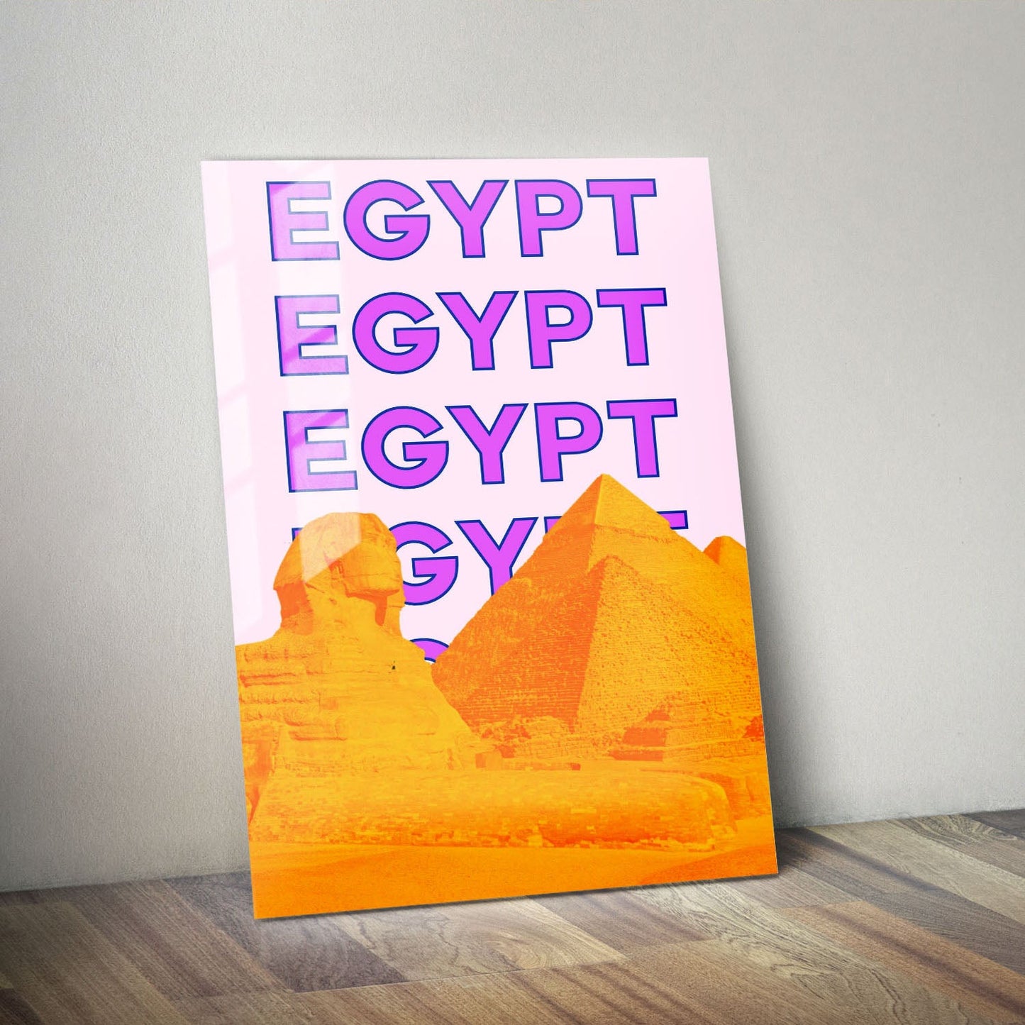 Wes Co Gallery Metal Poster Egypt City Colorful Travel 11" x 14" Home Goods - Travel Illustrations Edge to edge Metal Art Print