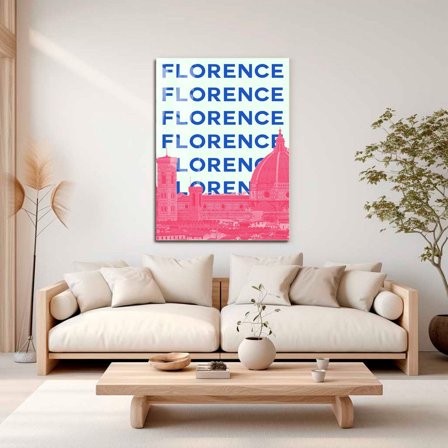 Wes Co Gallery Metal Poster Florence City Colorful Travel 16" x 24" Home Goods - Travel Illustrations Edge to edge Metal Art Print